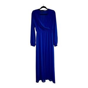 Lulus Wondrous Water Lilies Royal Blue Maxi Dress. NWT